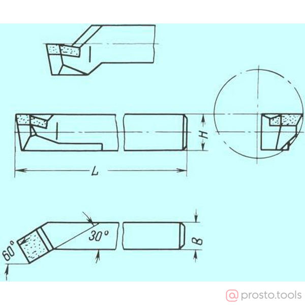 Изображение Резец расточной для скв.отв. 16*16*170 (Т5К10)