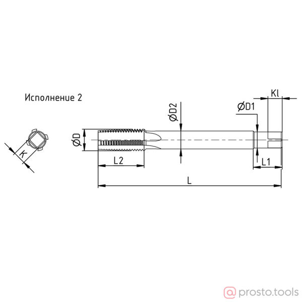 Изображение Метчик гаечный М 16*2,0 (HSS) L=200 исп2 ГОСТ 1604-71 //Beltools