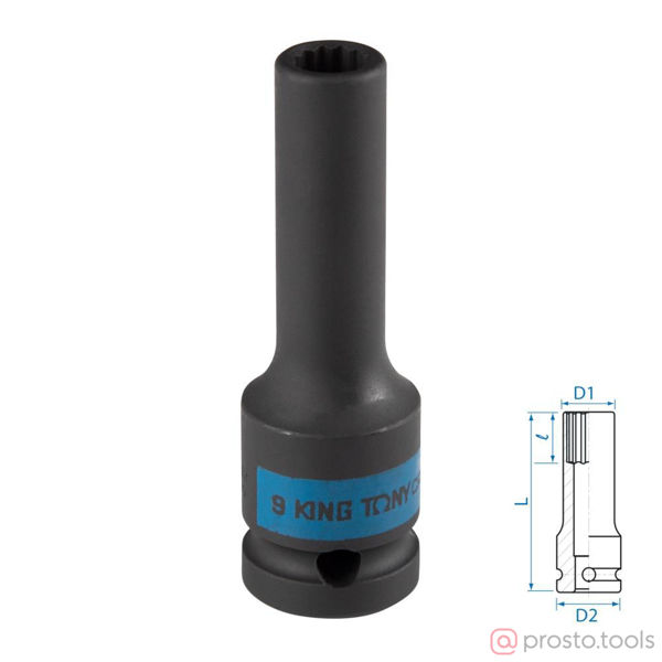 Изображение Головка ударная 1/2" 9мм 12-гран. глубокая //KING TONY (ПОД ЗАКАЗ)