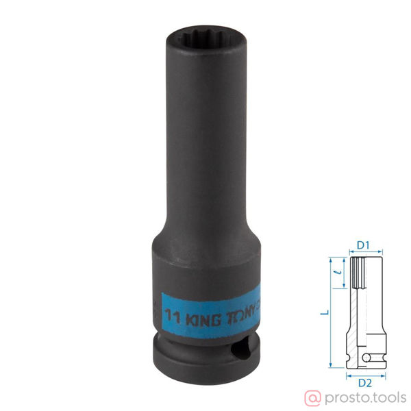 Изображение Головка ударная 1/2" 11мм 12-гран. глубокая //KING TONY (ПОД ЗАКАЗ)