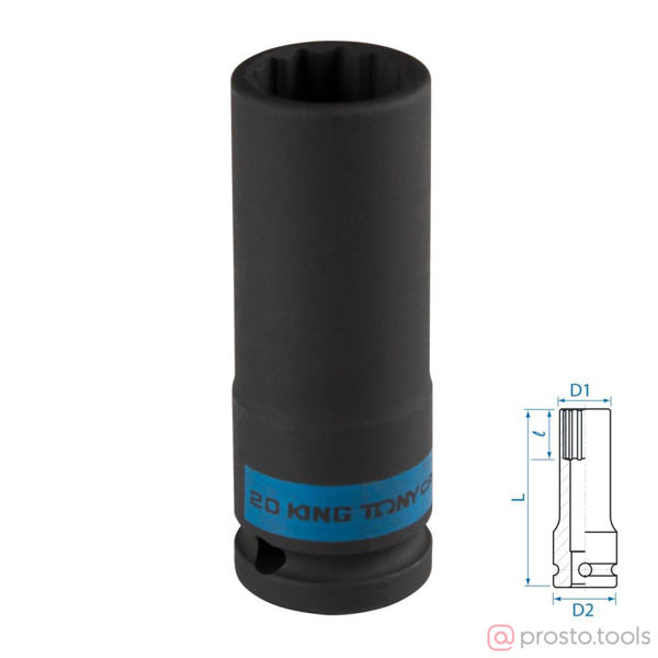 Изображение Головка ударная 1/2" 20мм 12-гран. глубокая //KING TONY (ПОД ЗАКАЗ)