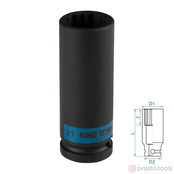 Изображение Головка ударная 1/2" 21мм 12-гран. глубокая //KING TONY (ПОД ЗАКАЗ)