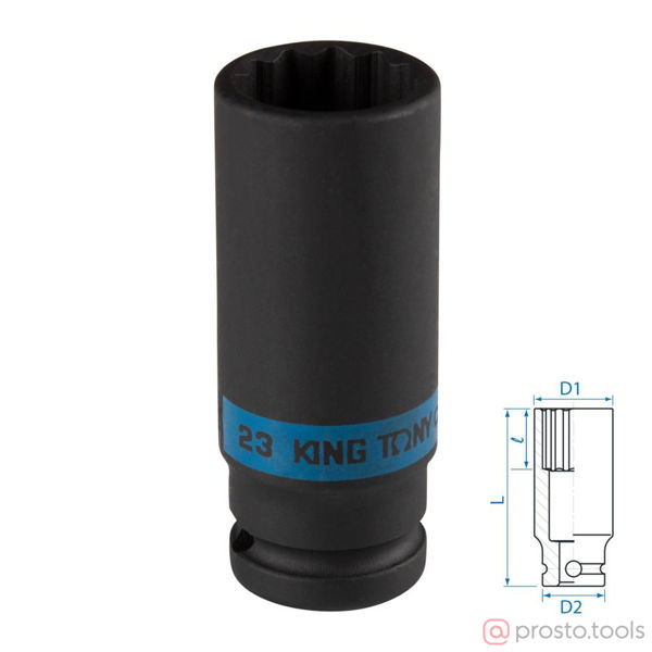 Изображение Головка ударная 1/2" 23мм 12-гран. глубокая //KING TONY (ПОД ЗАКАЗ)
