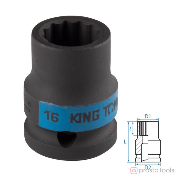 Изображение Головка ударная 1/2" 16мм 12-гран. //KING TONY (ПОД ЗАКАЗ)