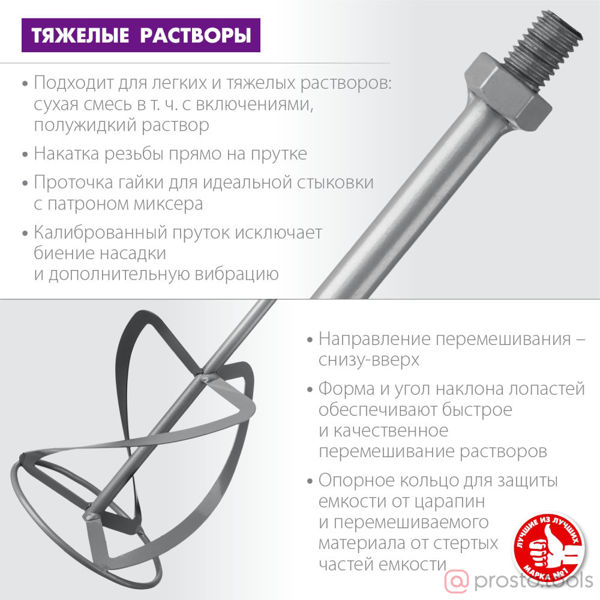 Изображение Миксер-насадка 160х590 М14, для тяжелых растворов //ЗУБР